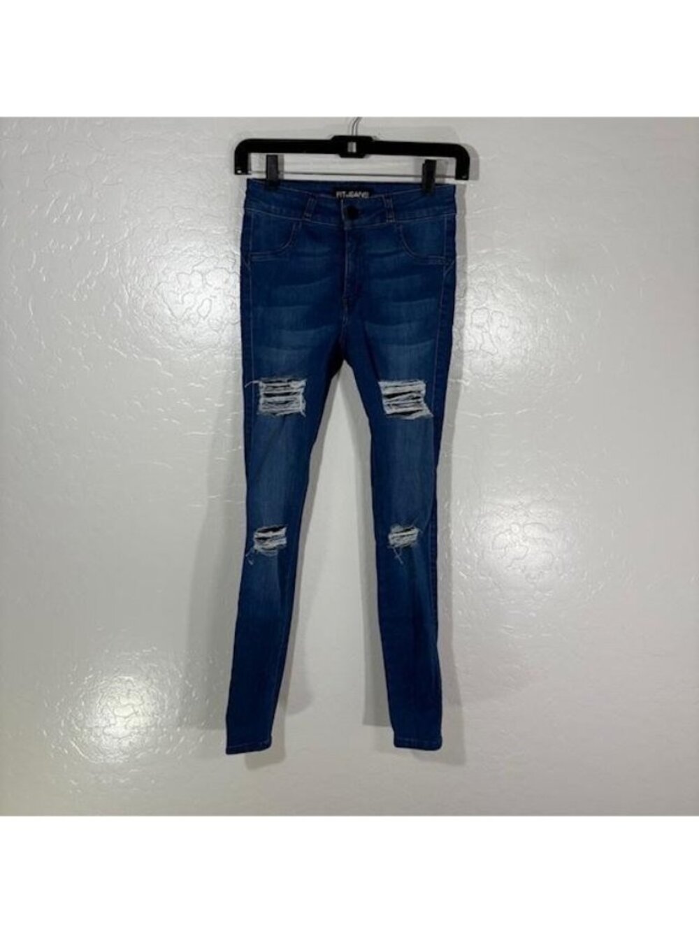 FIT JEANS Jeans Womens XS Blue Wash High Rise Skinny Distressed 26x28.5 Denim
